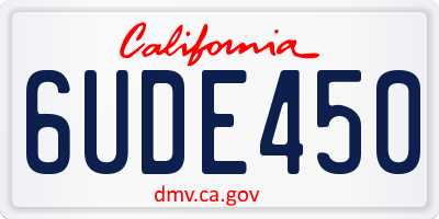 CA license plate 6UDE450