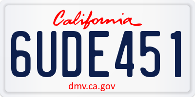 CA license plate 6UDE451