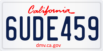 CA license plate 6UDE459