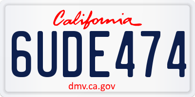 CA license plate 6UDE474
