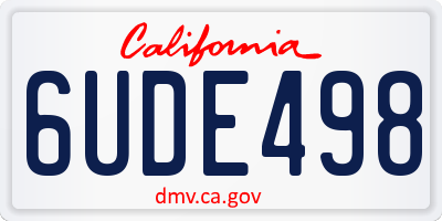 CA license plate 6UDE498