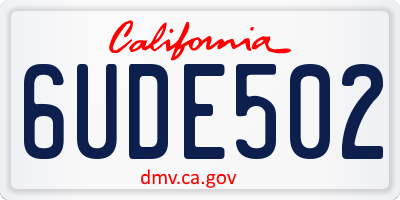 CA license plate 6UDE502
