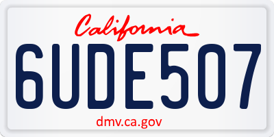 CA license plate 6UDE507