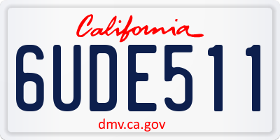 CA license plate 6UDE511