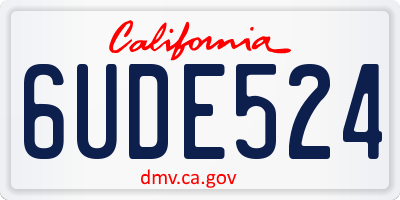 CA license plate 6UDE524