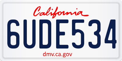 CA license plate 6UDE534