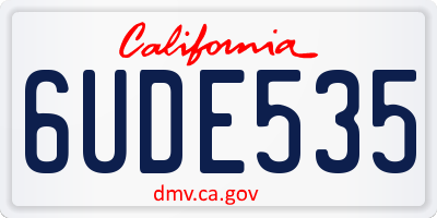 CA license plate 6UDE535