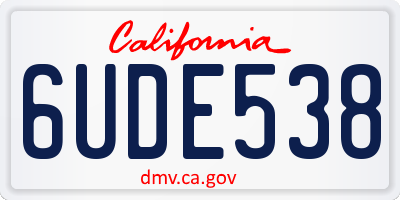 CA license plate 6UDE538