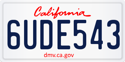 CA license plate 6UDE543
