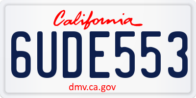 CA license plate 6UDE553