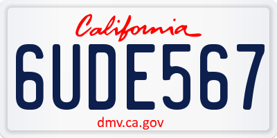 CA license plate 6UDE567