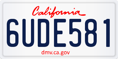 CA license plate 6UDE581