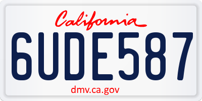 CA license plate 6UDE587