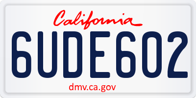CA license plate 6UDE602