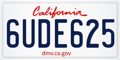 CA license plate 6UDE625