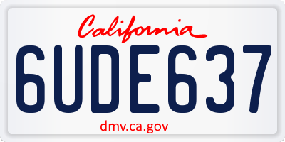 CA license plate 6UDE637
