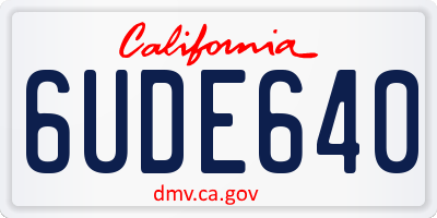 CA license plate 6UDE640