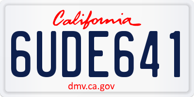 CA license plate 6UDE641