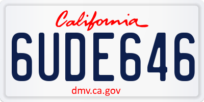 CA license plate 6UDE646