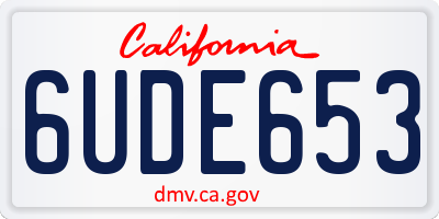 CA license plate 6UDE653