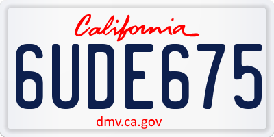 CA license plate 6UDE675