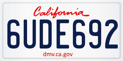 CA license plate 6UDE692