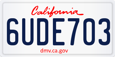 CA license plate 6UDE703