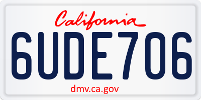 CA license plate 6UDE706