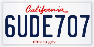 CA license plate 6UDE707