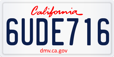 CA license plate 6UDE716