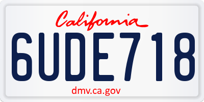CA license plate 6UDE718