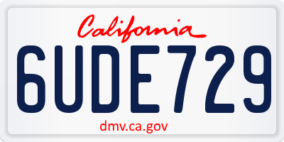 CA license plate 6UDE729