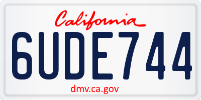 CA license plate 6UDE744