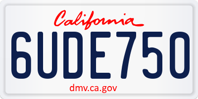 CA license plate 6UDE750