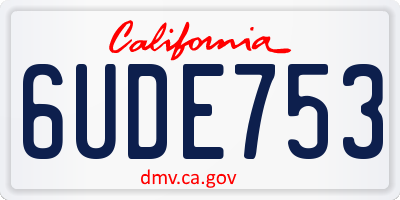 CA license plate 6UDE753