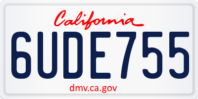 CA license plate 6UDE755