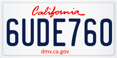 CA license plate 6UDE760