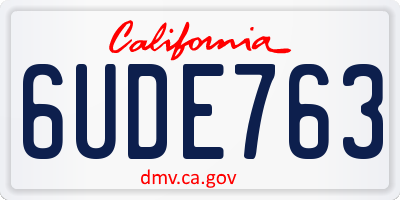 CA license plate 6UDE763