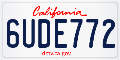 CA license plate 6UDE772
