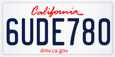 CA license plate 6UDE780