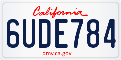 CA license plate 6UDE784