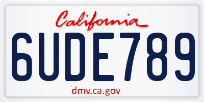 CA license plate 6UDE789