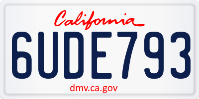 CA license plate 6UDE793