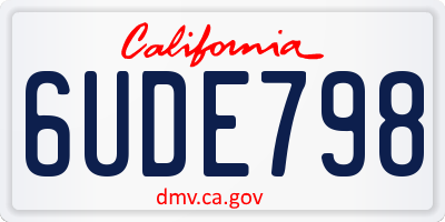 CA license plate 6UDE798