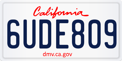 CA license plate 6UDE809