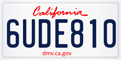 CA license plate 6UDE810