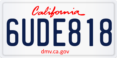 CA license plate 6UDE818