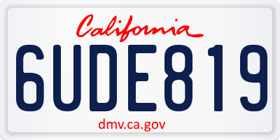 CA license plate 6UDE819