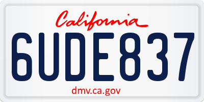 CA license plate 6UDE837