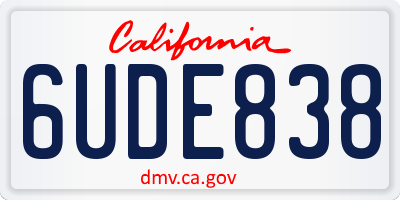 CA license plate 6UDE838